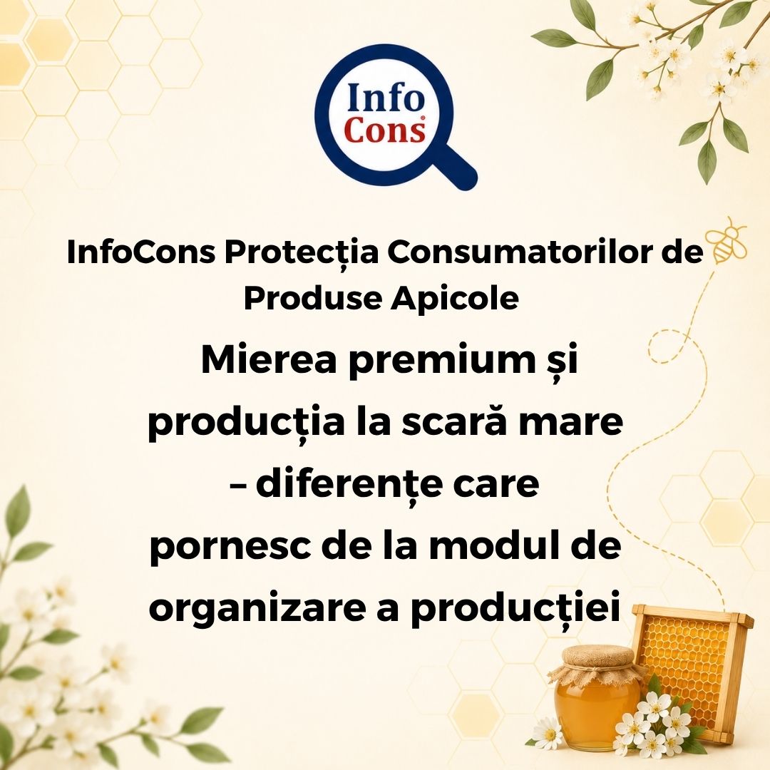 InfoCons Protecția Consumatorilor de Produse Apicole : Mierea premium și producția la scară mare – diferențe care pornesc de la modul de organizare a producției