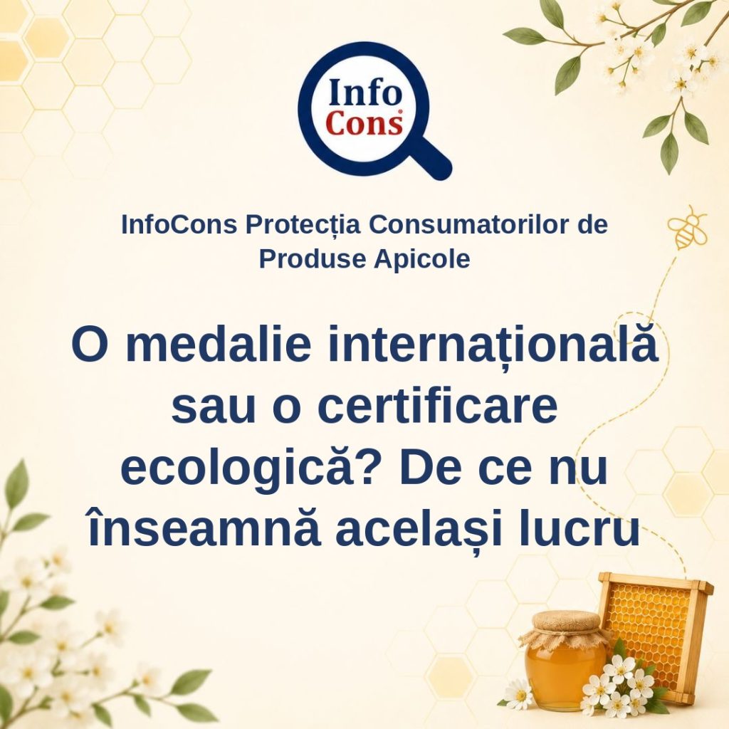 InfoCons Protecția Consumatorilor de Produse Apicole - O medalie internațională sau o certificare ecologică : De ce nu înseamnă același lucru – Cosmin Herța