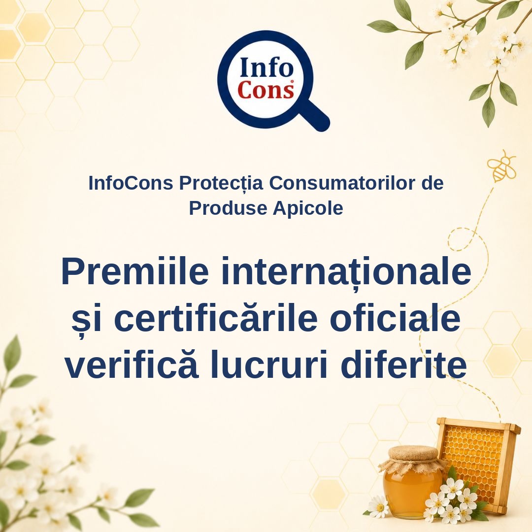 InfoCons Protecția Consumatorilor de Produse Apicole - Premiile internaționale și certificările oficiale verifică lucruri diferite – Cosmin Herța