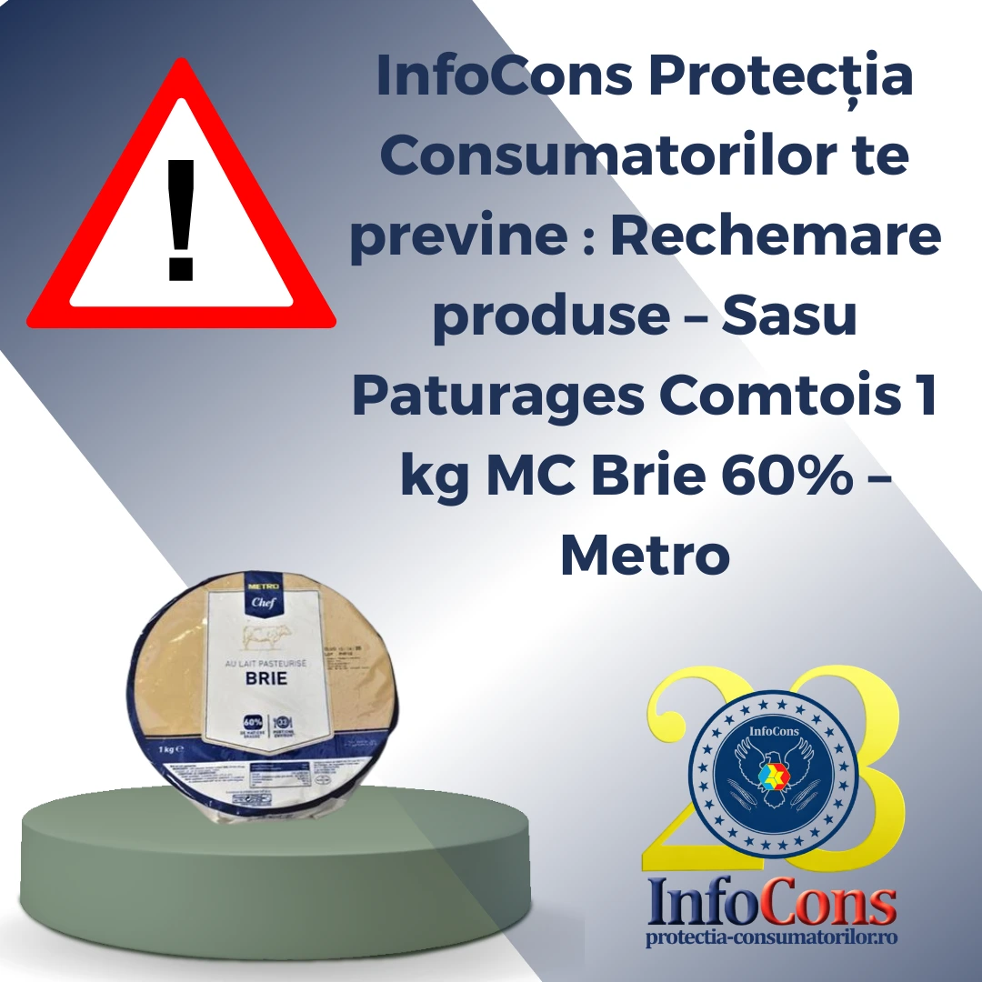 InfoCons Protecția Consumatorilor te previne : Rechemare produse – Sasu Paturages Comtois 1 kg MC Brie 60% – Metro