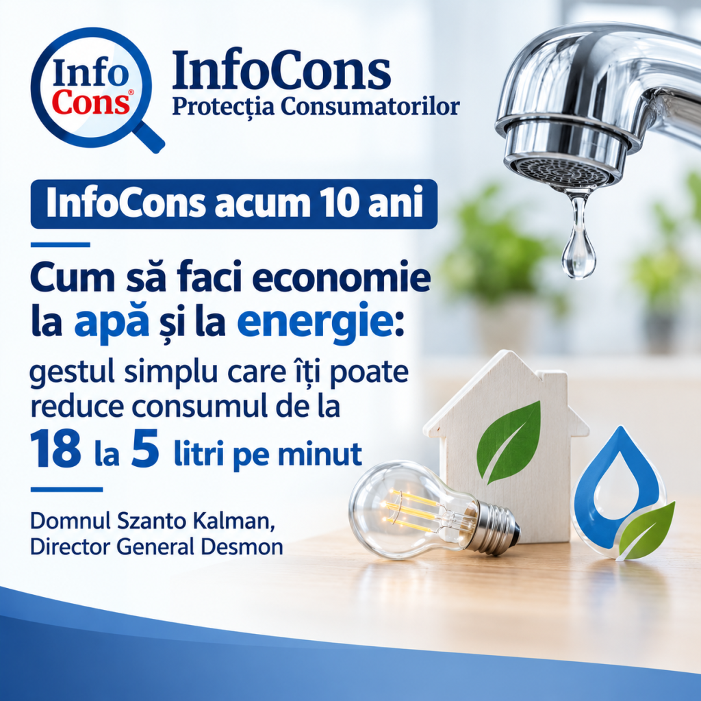 InfoCons acum 10 ani - Cum să faci economie la apă și la energie gestul simplu care &icirc;ți poate reduce consumul de la 18 la 5 litri pe minut - Domnul Szanto Kalman, Director General Desmon