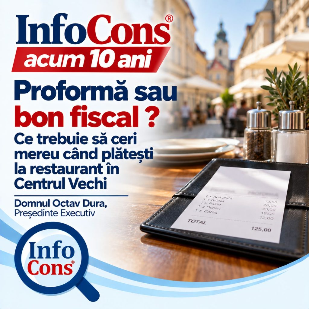 InfoCons acum 10 ani - Proformă sau bon fiscal ? Ce trebuie să ceri mereu c&acirc;nd plătești la restaurant &icirc;n Centrul Vechi &ndash; Domnul Octav Dura, Presedinte Executiv