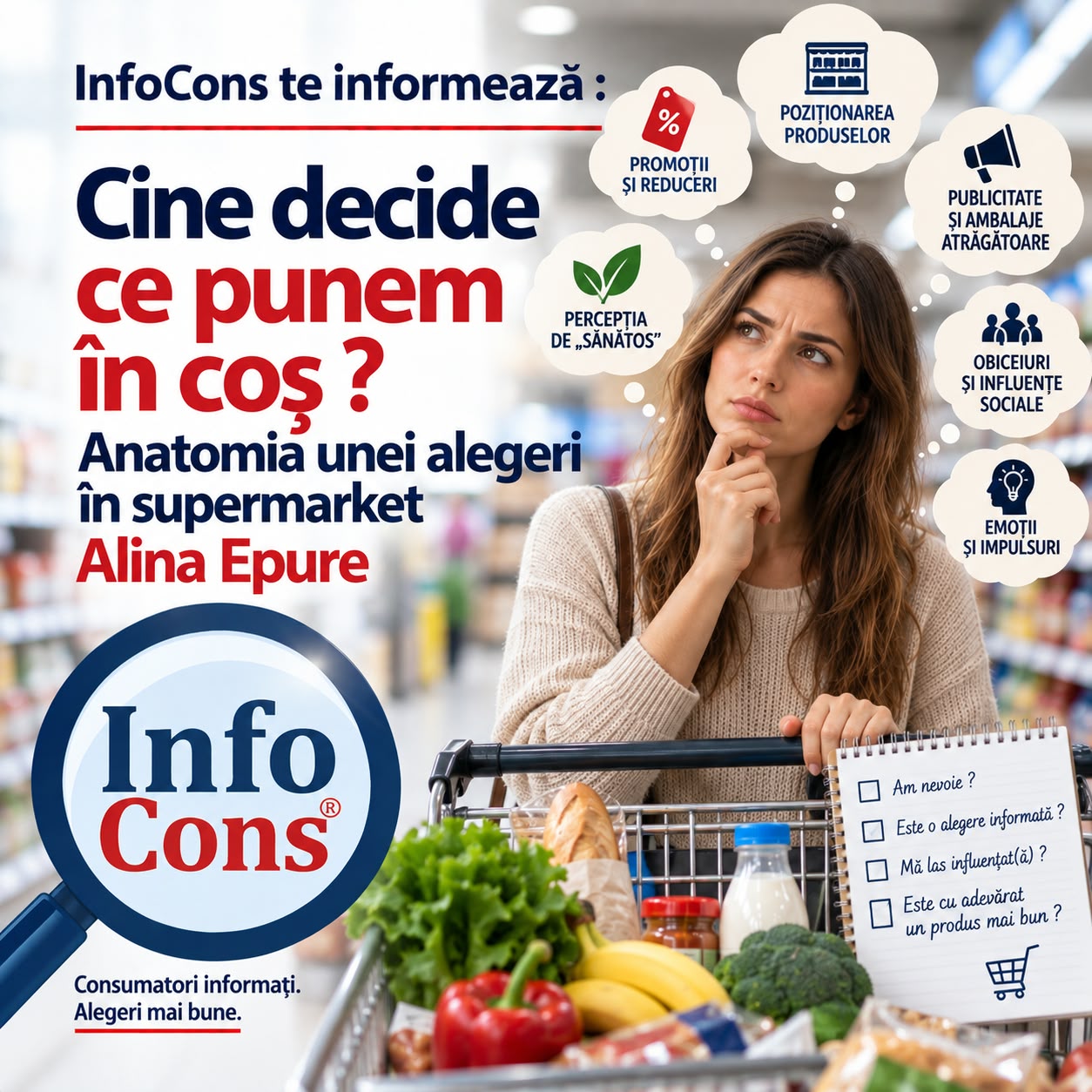 InfoCons te informează : Cine decide ce punem în coș ? - Anatomia unei alegeri în supermarket – Alina Epure
