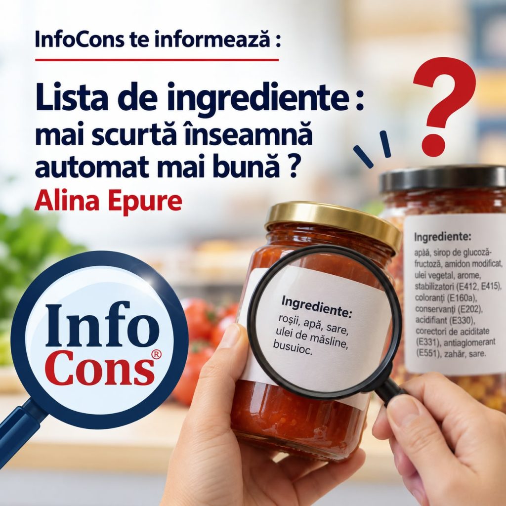 InfoCons te informează : Lista de ingrediente : mai scurtă &icirc;nseamnă automat mai bună &ndash; Alina Epure