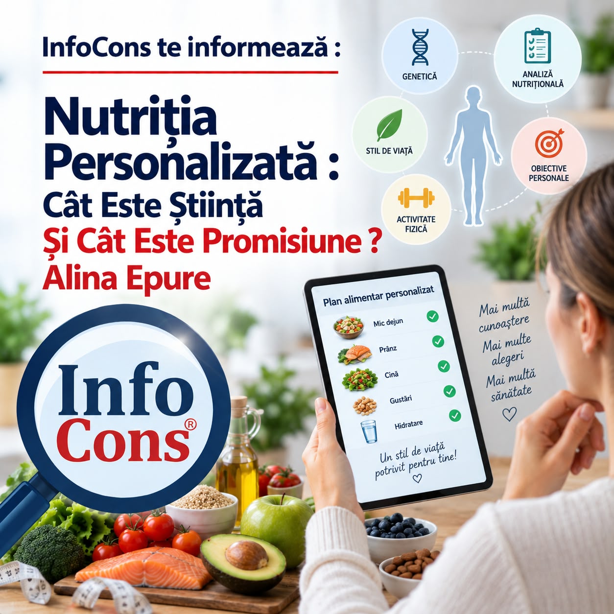 InfoCons te informează : Nutriția Personalizată : Cât Este Știință Și Cât Este Promisiune ? – Alina Epure