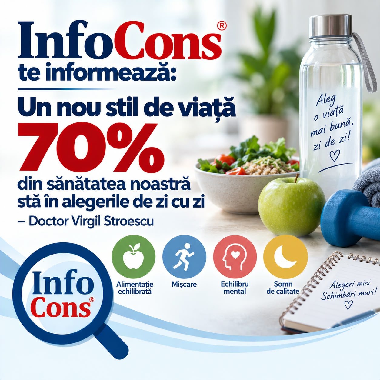 InfoCons te informează : Un nou stil de viață - 70% din sănătatea noastră stă în alegerile de zi cu zi – Doctor Virgil Stroescu