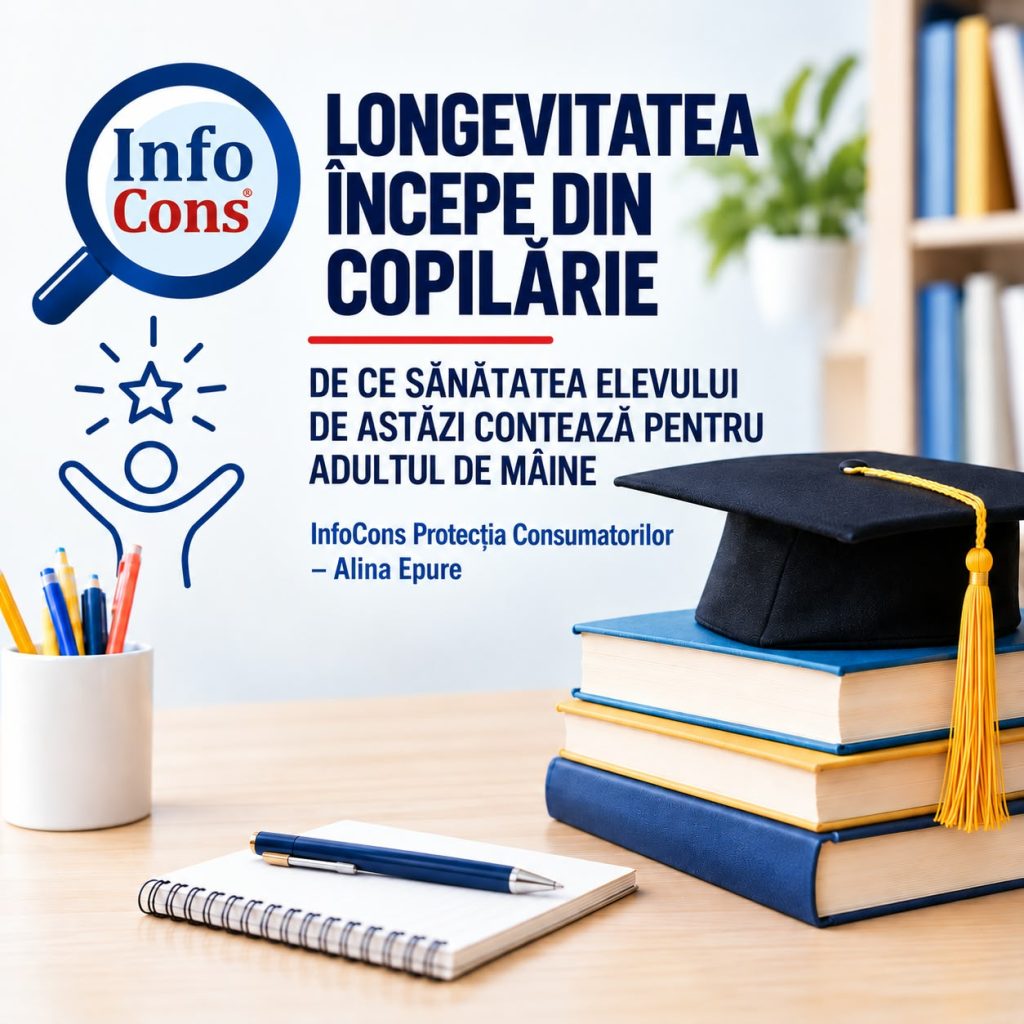 LONGEVITATEA ÎNCEPE DIN COPILĂRIE - DE CE SĂNĂTATEA ELEVULUI DE ASTĂZI CONTEAZĂ PENTRU ADULTUL DE MÂINE – InfoCons Protecția Consumatorilor – Alina Epure