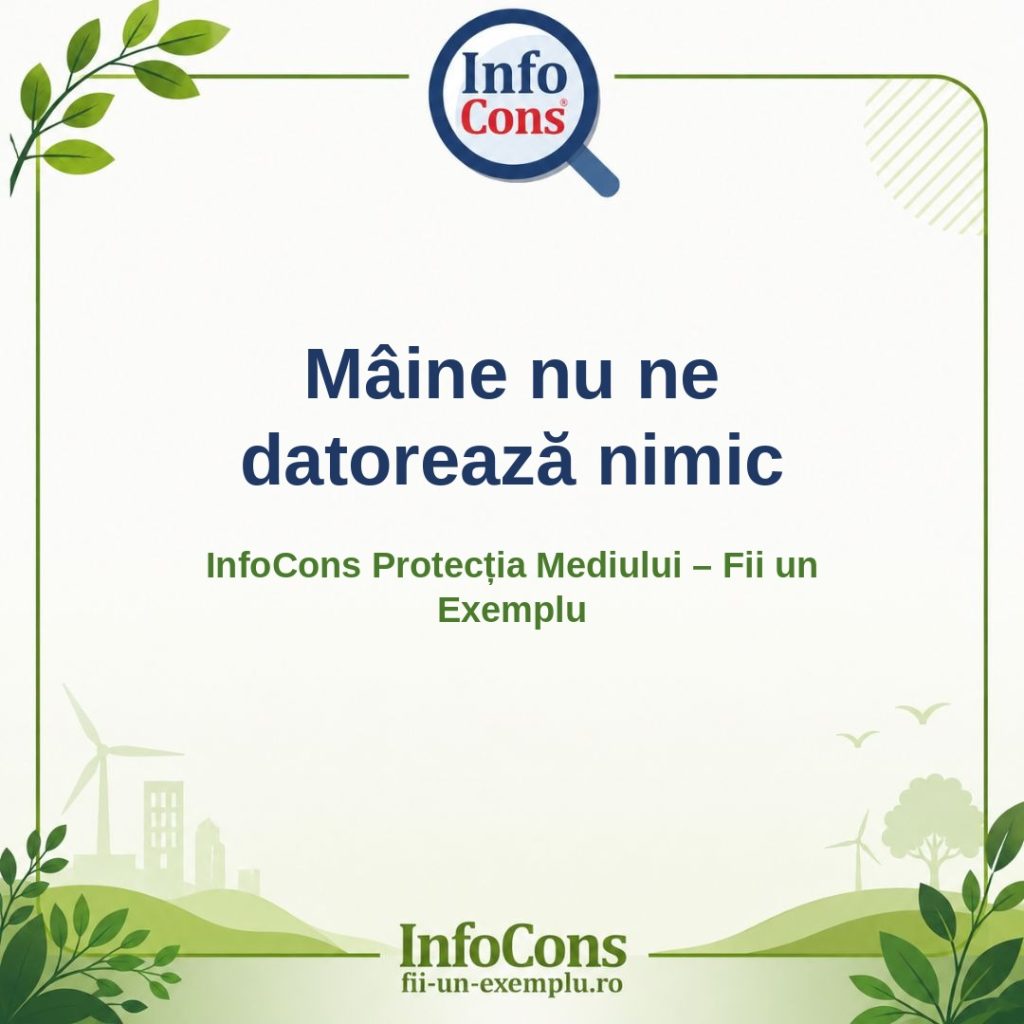 M&acirc;ine nu ne datorează nimic &ndash; InfoCons Protecția Mediului &ndash; Fii un Exemplu &ndash; Adriana Calcan