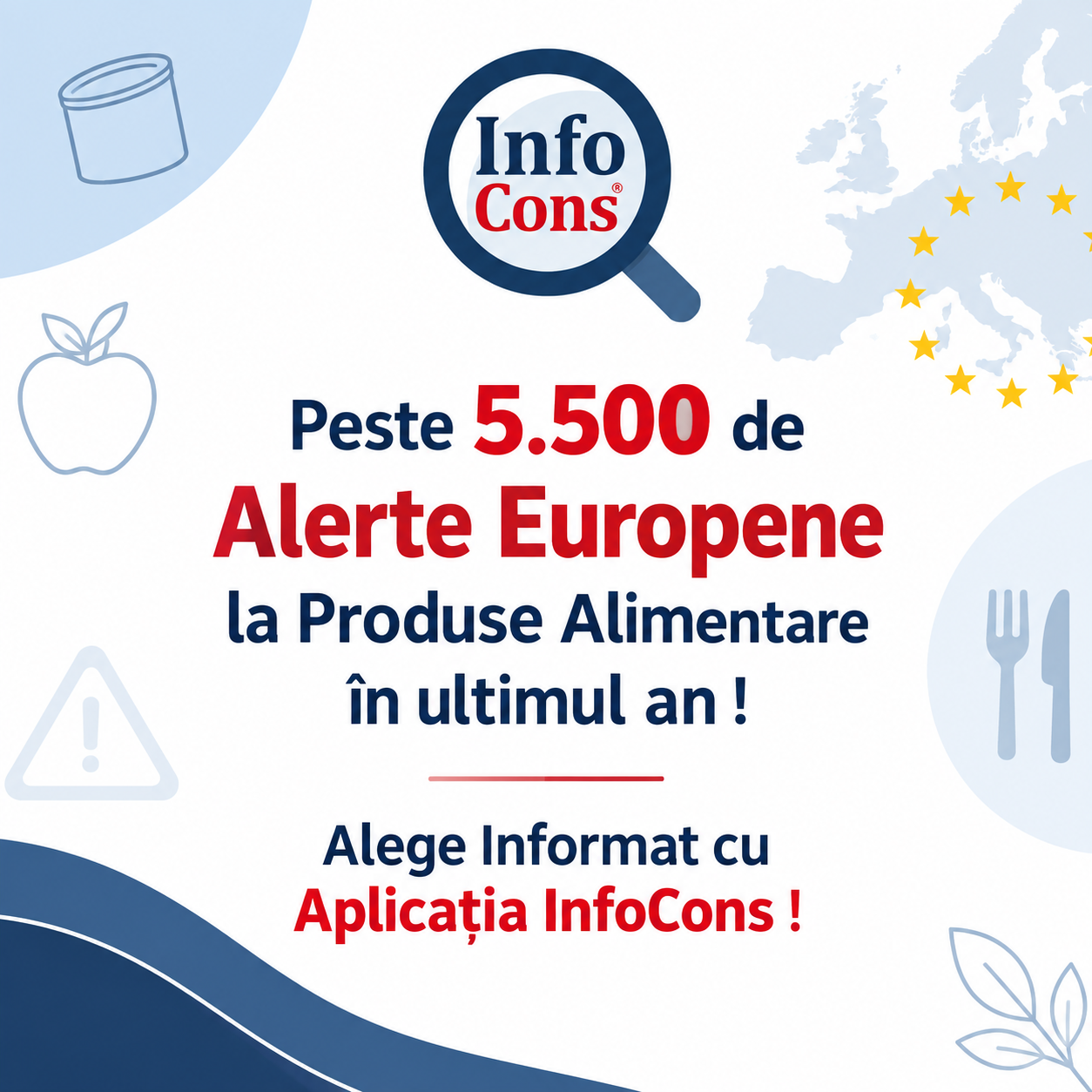 Peste 5.500 de Alerte Europene la Produse Alimentare în ultimul an ! Alege Informat cu Aplicația InfoCons !