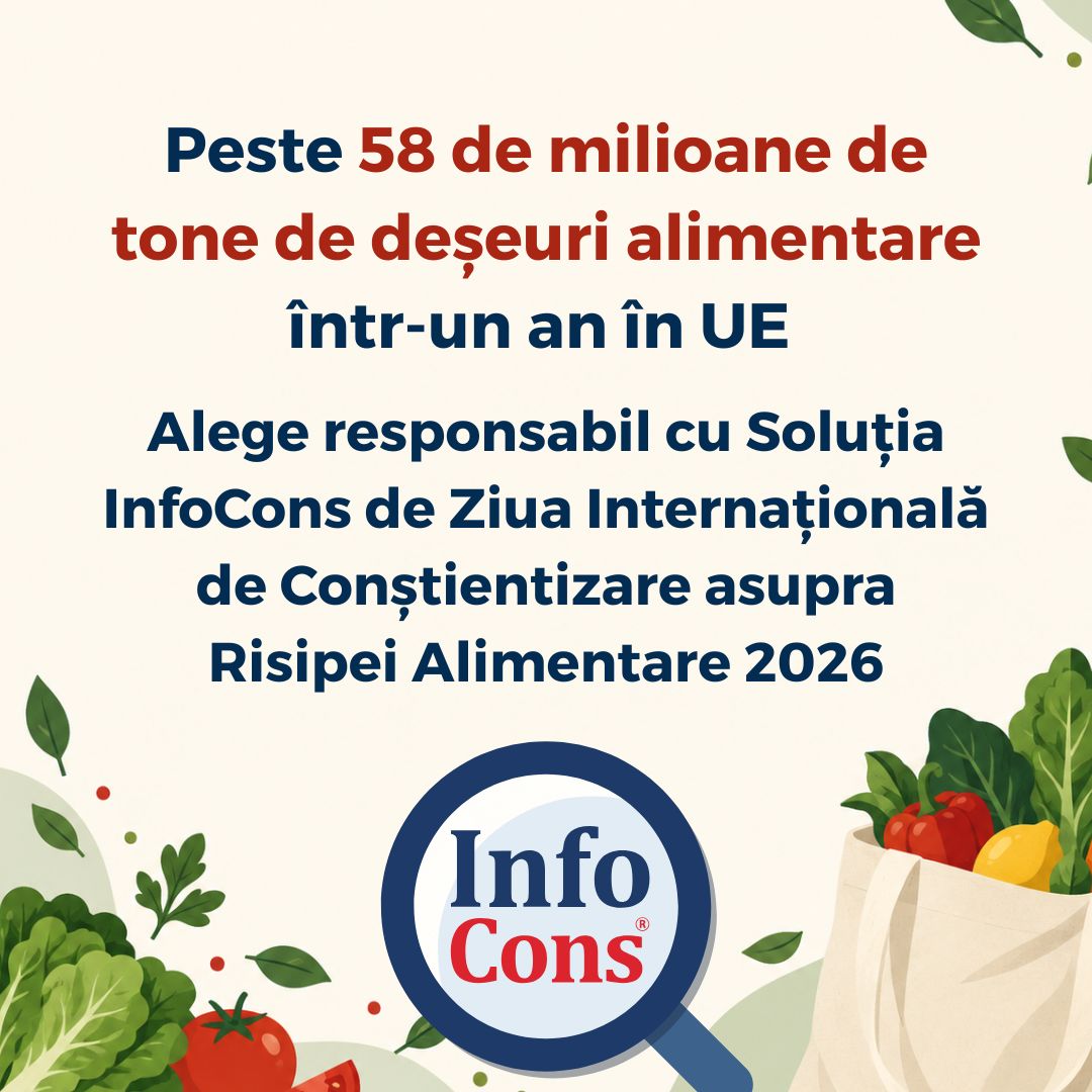 Peste 58 de milioane de tone de deșeuri alimentare într-un an în UE – Alege responsabil cu Soluția InfoCons de Ziua Internațională de Conștientizare asupra Risipei Alimentare 2026
