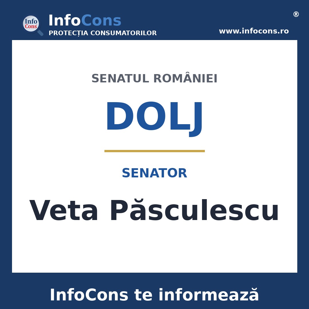Senatul României și senatoarea Veta Păsculescu – InfoCons te informează