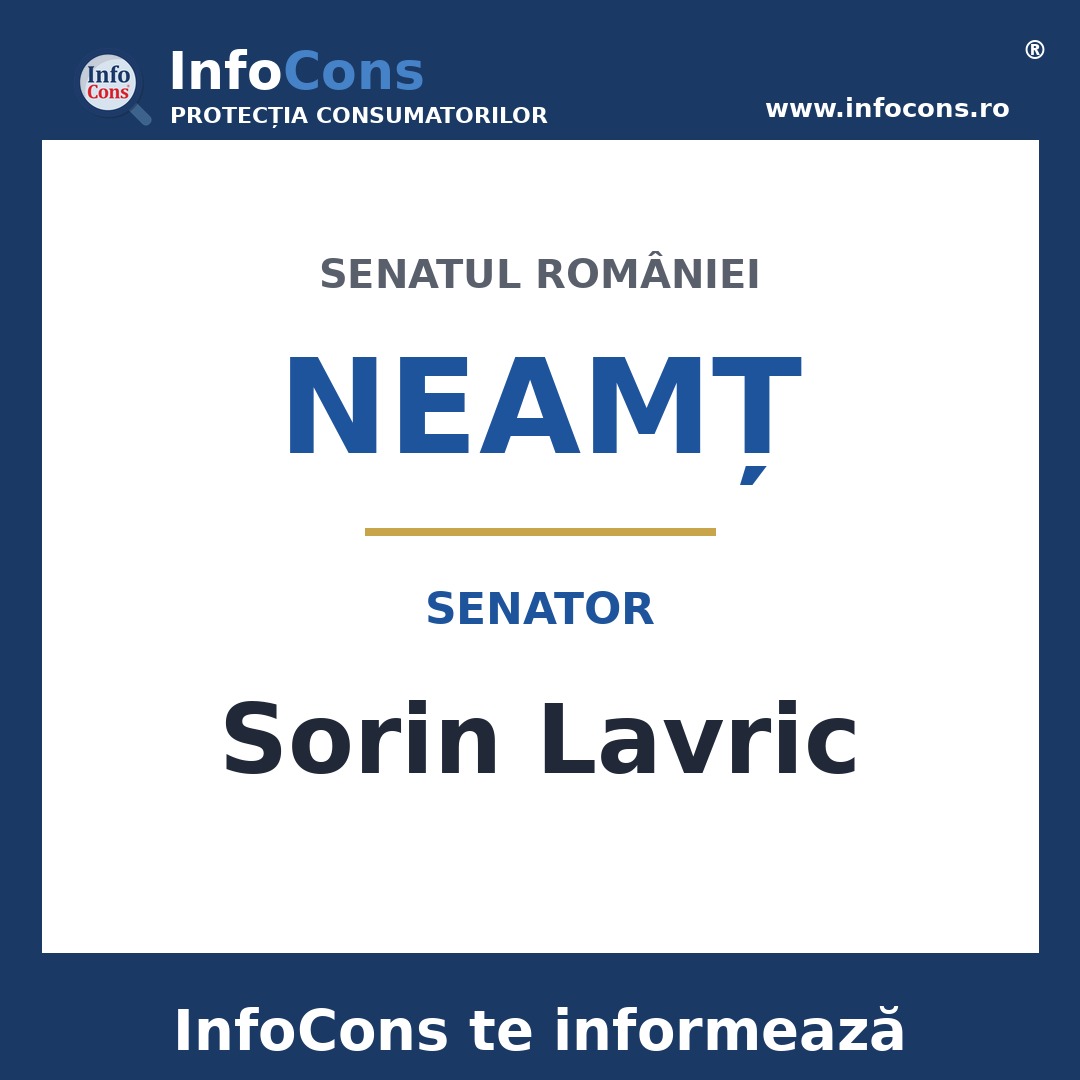 Senatul României și senatorul Sorin Lavric – InfoCons te informează