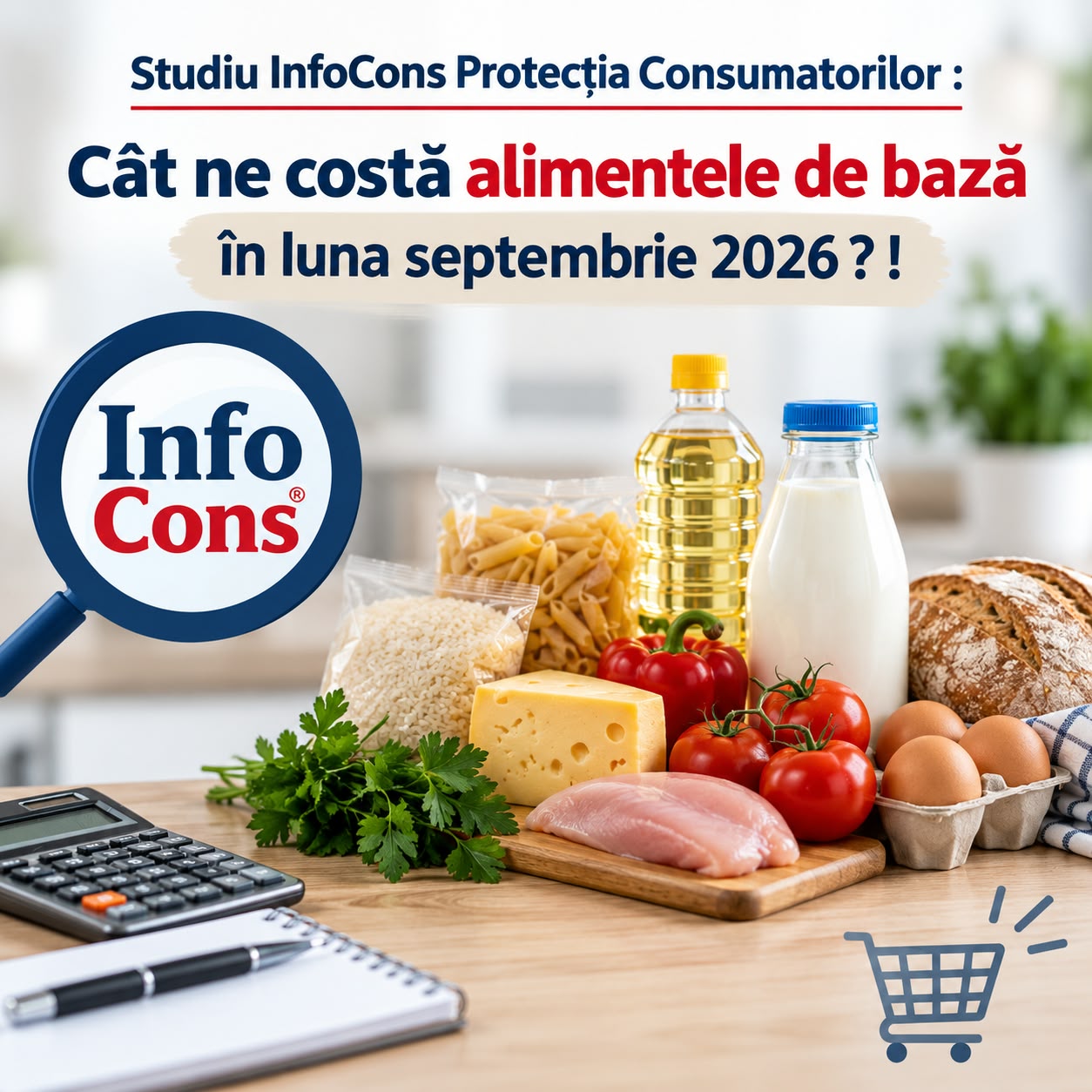 Studiu InfoCons Protecția Consumatorilor Cât ne costă alimentele de bază în luna septembrie 2026 !
