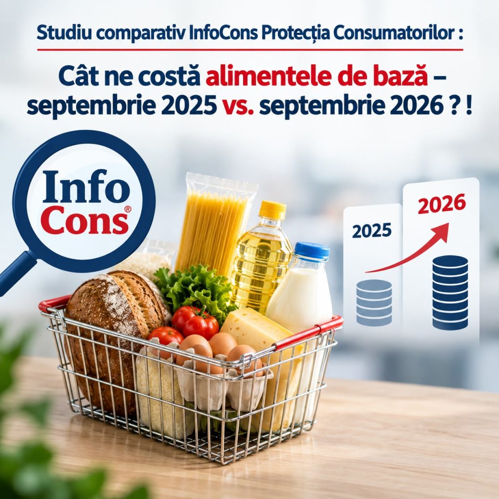Studiu comparativ InfoCons Protecția Consumatorilor : Cât ne costă alimentele de bază – septembrie 2025 vs. septembrie 2026 !