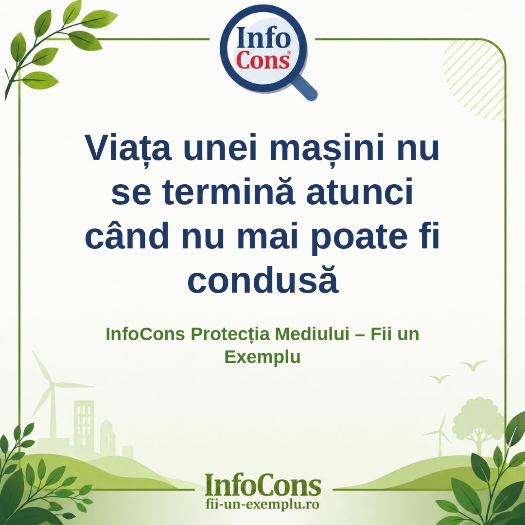 Viața unei mașini nu se termină atunci când nu mai poate fi condusă – InfoCons Protecția Mediului – Fii un Exemplu – Adriana Calcan