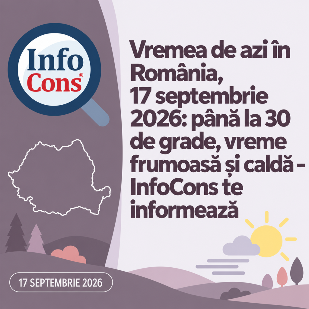 Vremea de azi în România , 17 septembrie 2026 până la 30 de grade, vreme frumoasă și caldă – InfoCons te informează