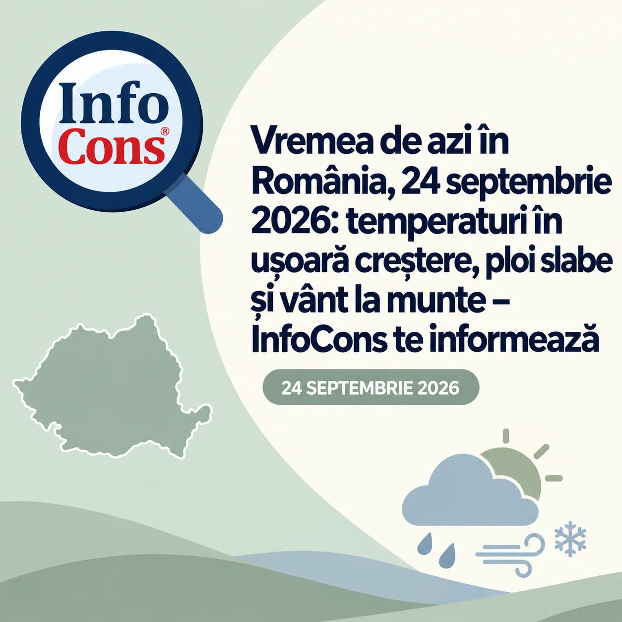 Vremea de azi în România , 24 septembrie 2026 temperaturi în ușoară creștere, ploi slabe și vânt la munte – InfoCons te informează