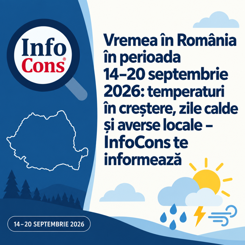 Vremea &icirc;n Rom&acirc;nia &icirc;n perioada 14&ndash;20 septembrie 2026 : temperaturi &icirc;n creștere, zile calde și averse locale &ndash; InfoCons te informează