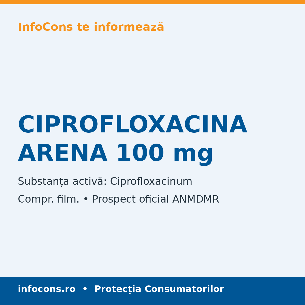 CIPROFLOXACINA ARENA 100 mg - Prospect Medical - InfoCons
