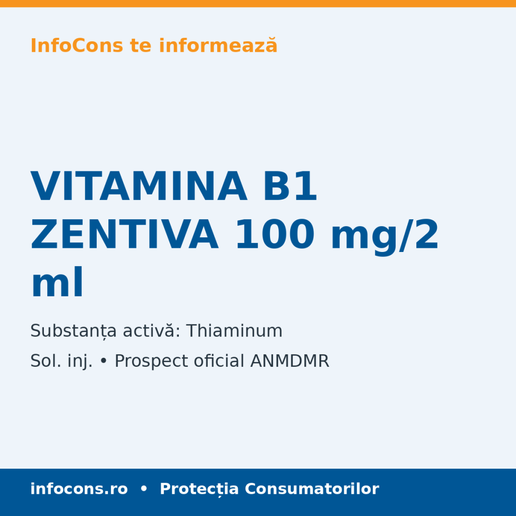 VITAMINA B1 ZENTIVA 100 mg/2 ml - Prospect Medical - InfoCons