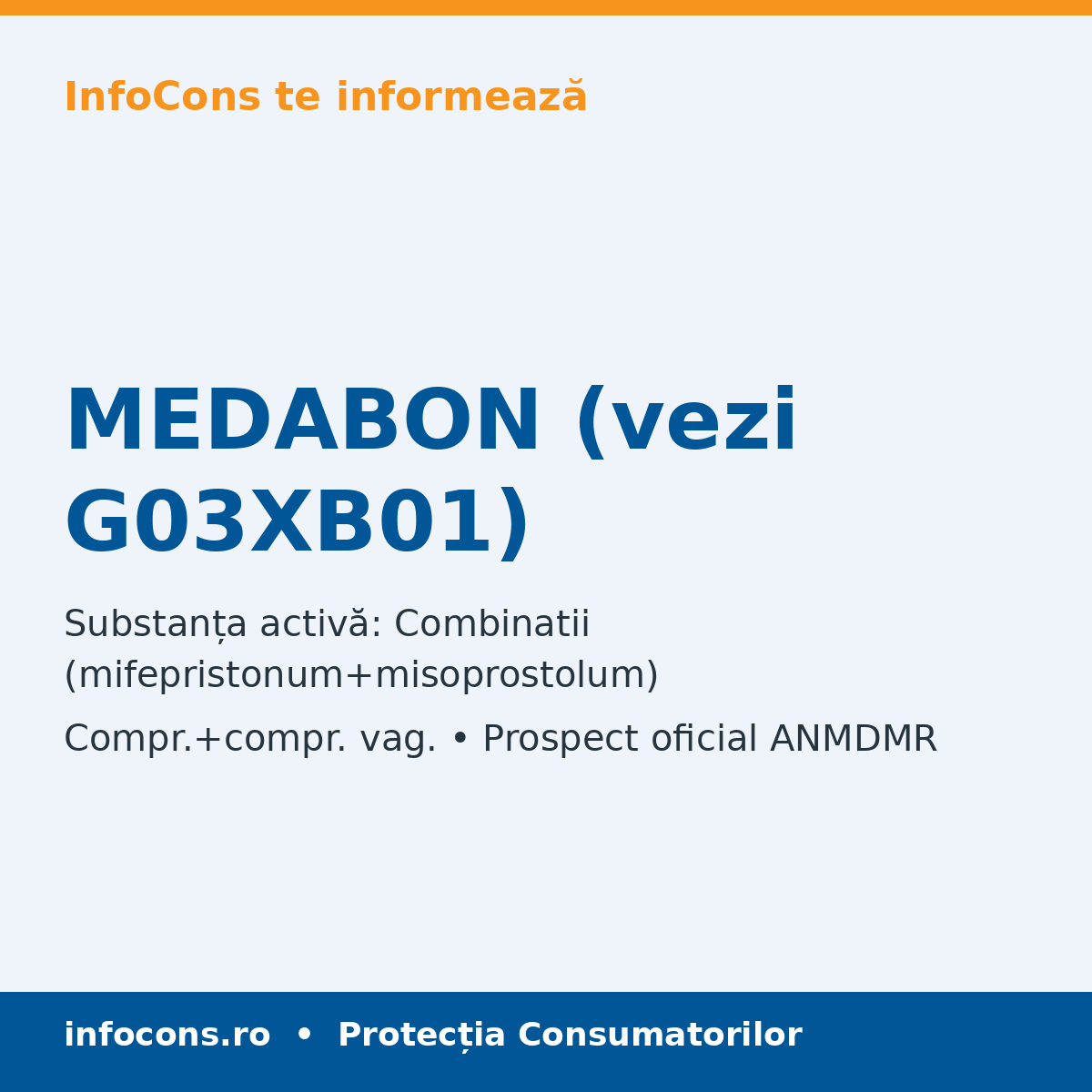 MEDABON (vezi G03XB01) - Prospect Medical - InfoCons
