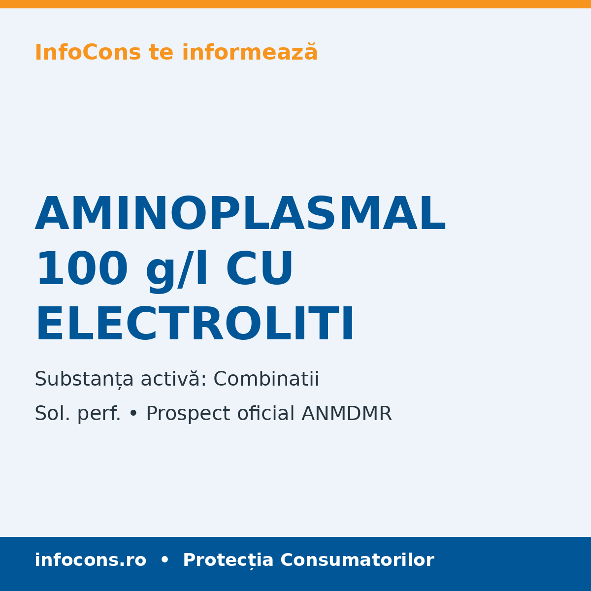 AMINOPLASMAL 100 g/l CU ELECTROLITI - Prospect Medical - InfoCons