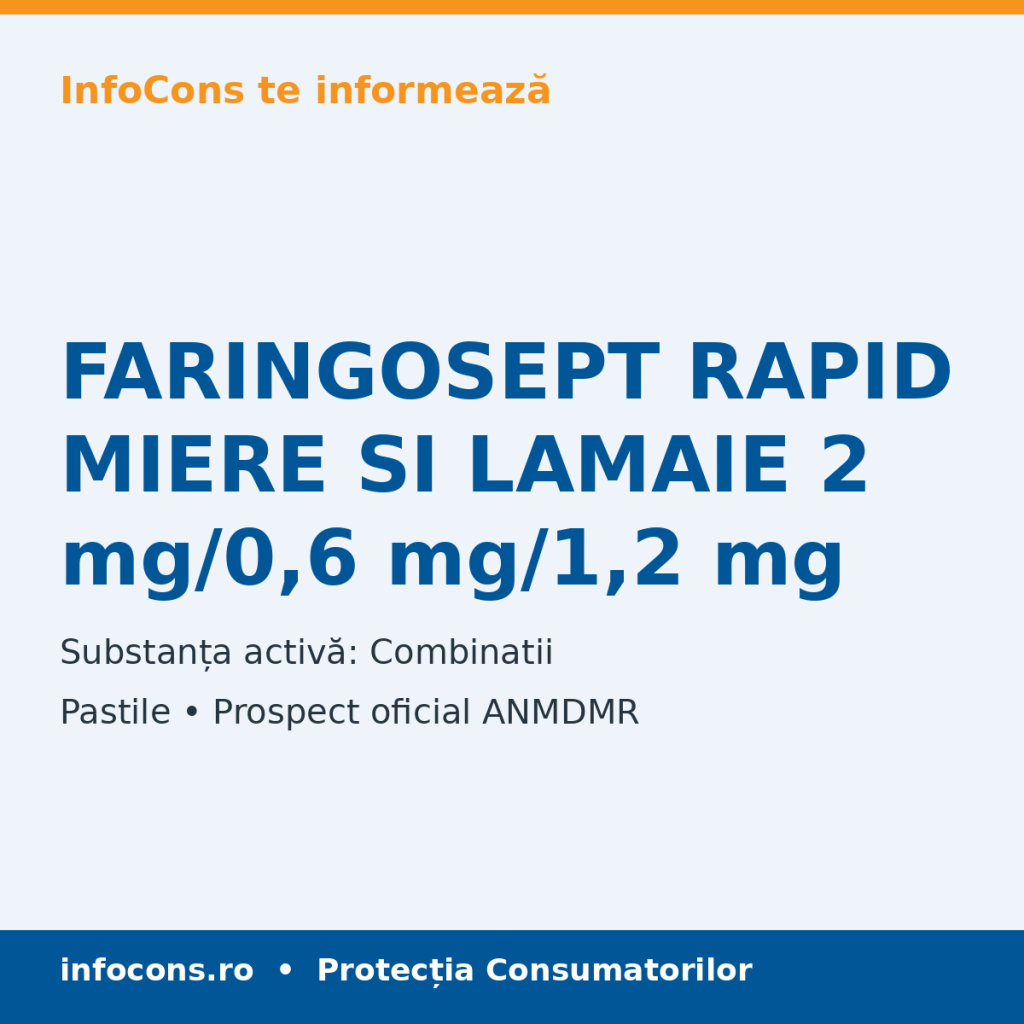 FARINGOSEPT RAPID MIERE SI LAMAIE 2 mg/0,6 mg/1,2 mg - Prospect Medical - InfoCons