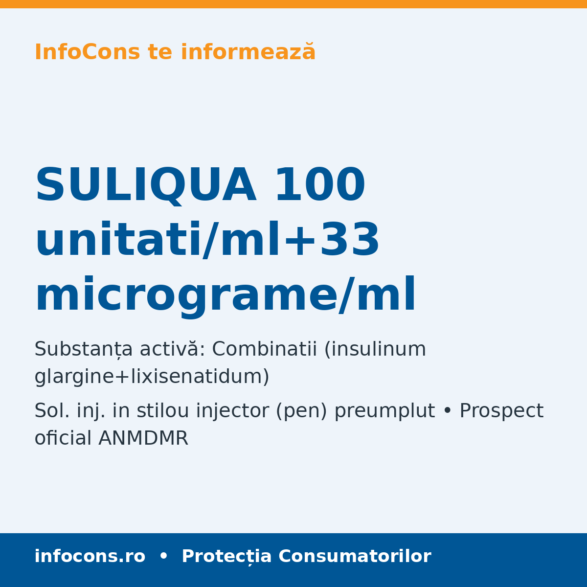 SULIQUA 100 unitati/ml+33 micrograme/ml - Prospect Medical - InfoCons