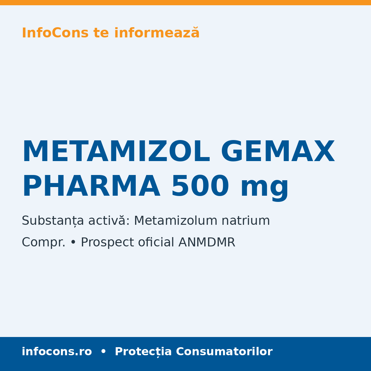 METAMIZOL GEMAX PHARMA 500 mg - Prospect Medical - InfoCons