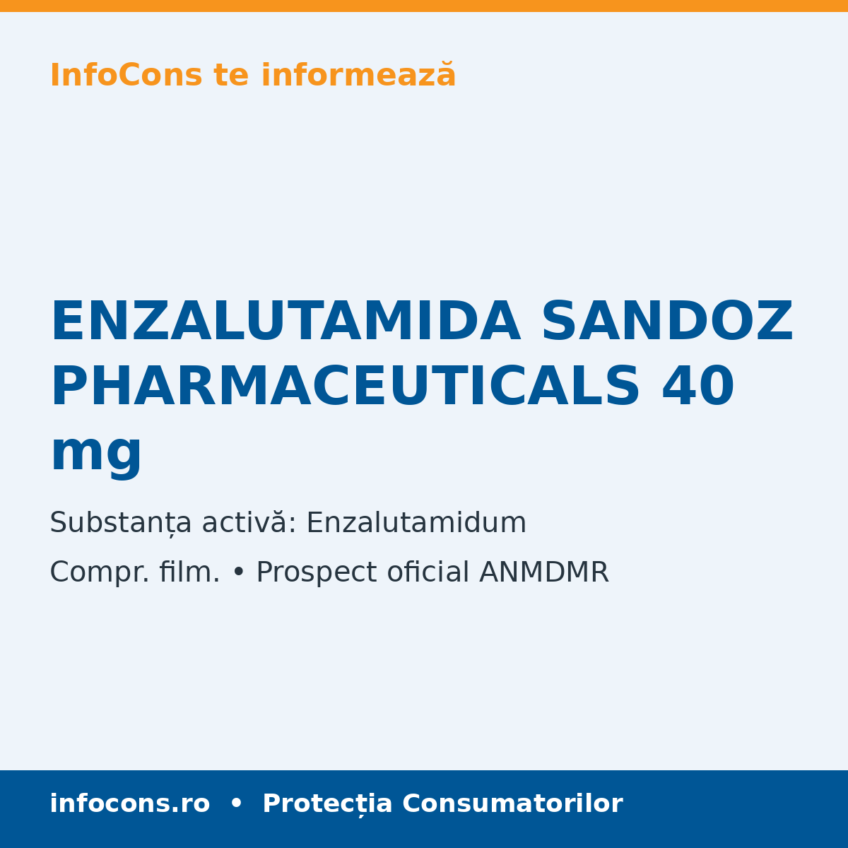 ENZALUTAMIDA SANDOZ PHARMACEUTICALS 40 mg - Prospect Medical - InfoCons