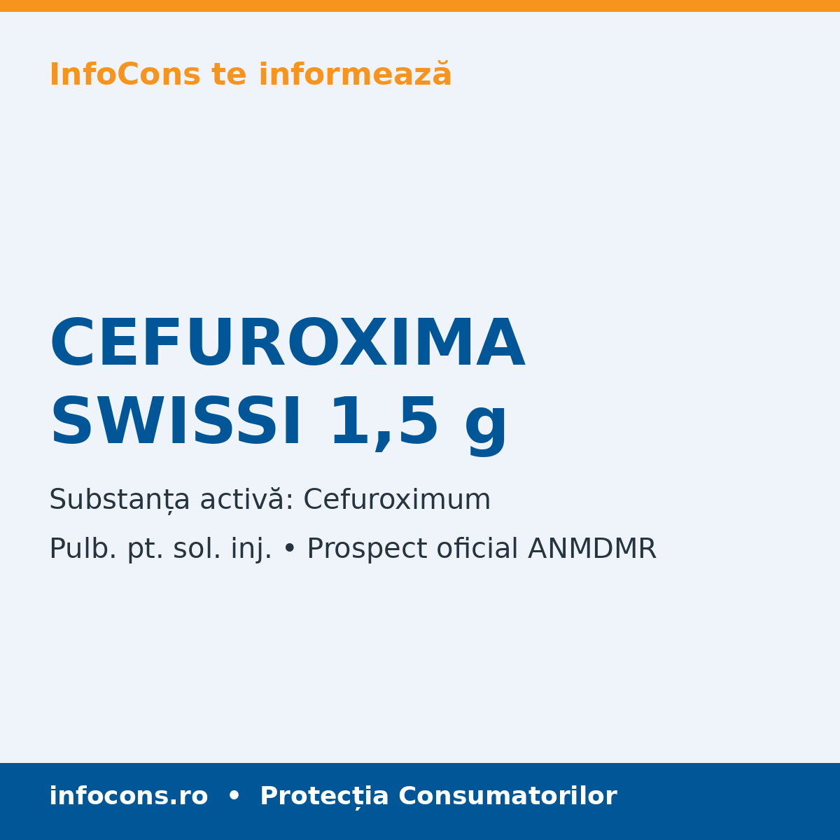 CEFUROXIMA SWISSI 1,5 g - Prospect Medical - InfoCons