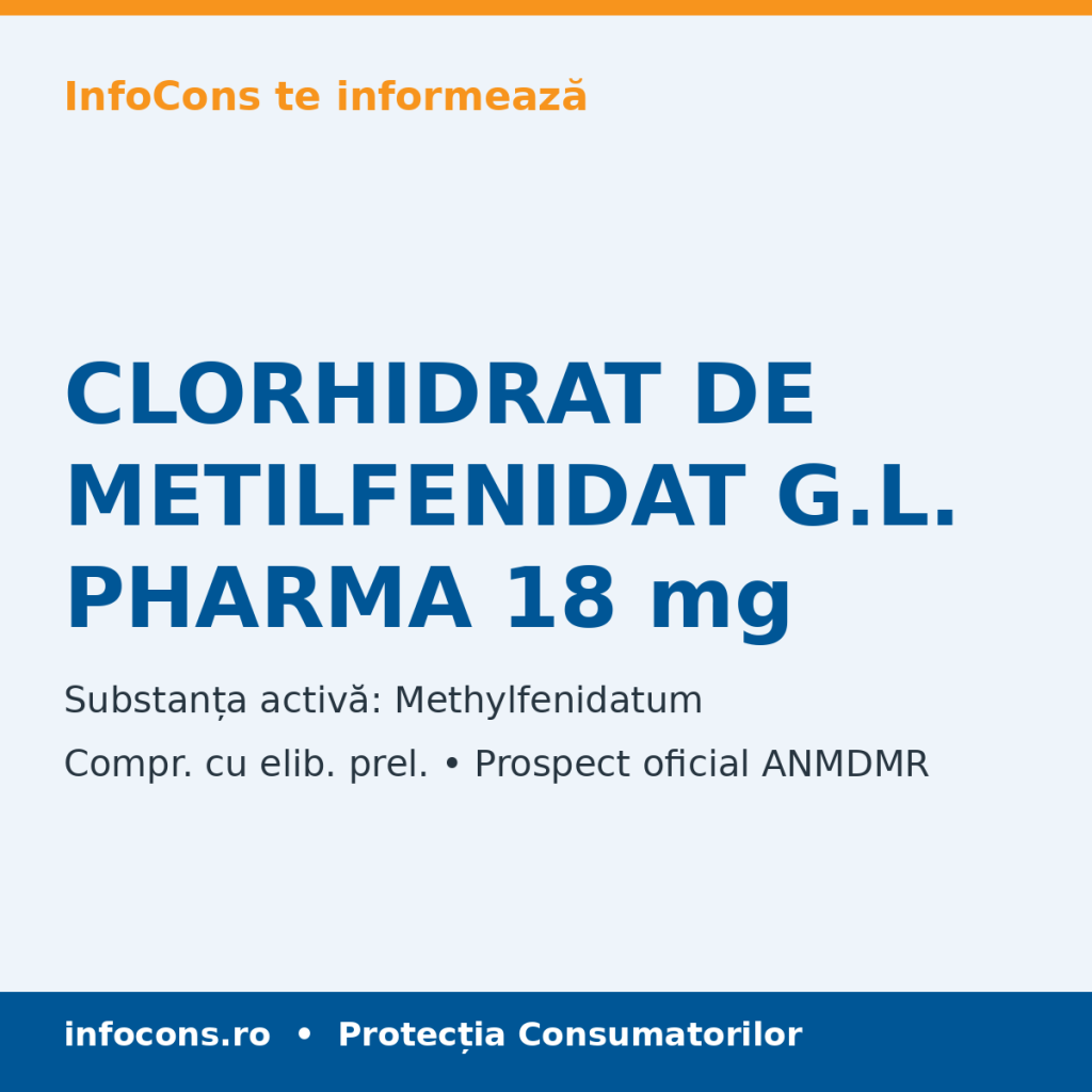 CLORHIDRAT DE METILFENIDAT G.L. PHARMA 18 mg - Prospect Medical - InfoCons