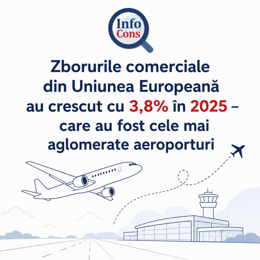 Zborurile comerciale din Uniunea Europeană au crescut cu 3,8% &icirc;n 2025 &ndash; care au fost cele mai aglomerate aeroporturi