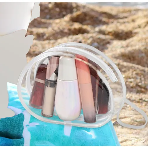 Pungă cosmetică transparentă din PVC moale.