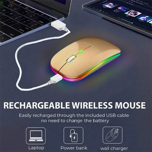 Mouse wireless cu cablu de încărcare USB.