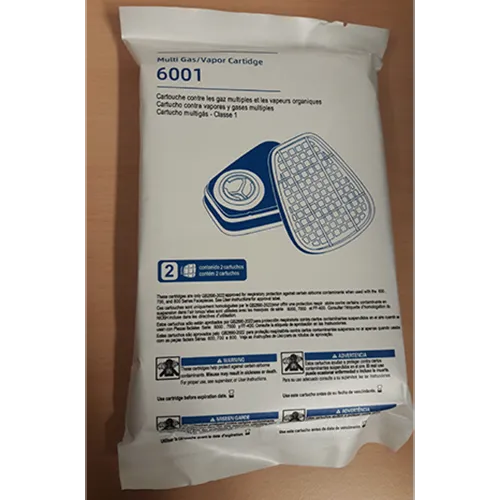 Mască respiratorie, comercializată ca „Mască respiratorie cu față completă cu filtru 6001, mască de praf pentru protecție împotriva particulelor fine, mască de vopsire pentru gaze, vapori, rășină epoxidică, vopsire prin pulverizare, substanțe chimice, șlefuire, lucrări de construcții, industrie”.