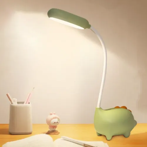 Lampă de birou, verde, alb și portocaliu cu cablu USB