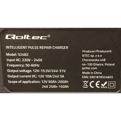 Qoltec - &Icirc;ncărcător de scurgere a bateriei auto