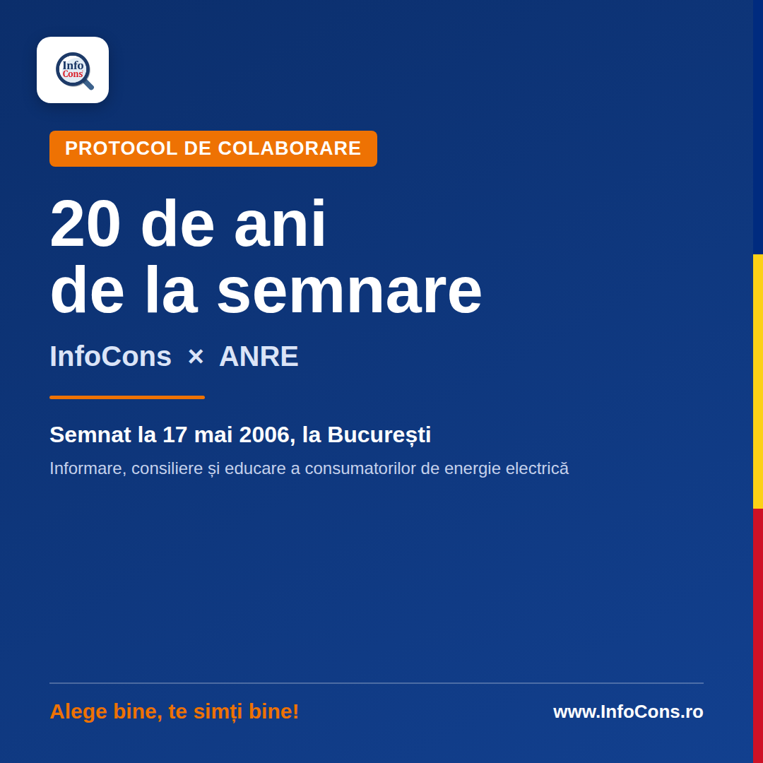 20 de ani de la semnarea Protocolului de Colaborare dintre InfoCons si Autoritatea Nationala de Reglementare in Domeniul Energiei (ANRE)