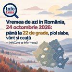 Vremea de azi în România , 24 octombrie 2026 : până la 22 de grade, ploi slabe, vânt și ceață – InfoCons te informează