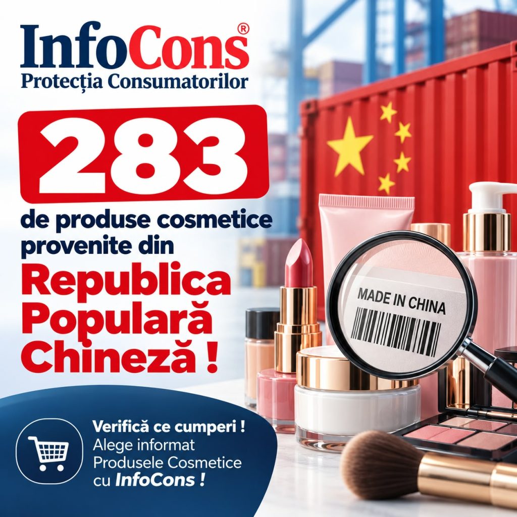 283 de produse cosmetice provenite din Republica Populară Chineză ! Verifică ce cumperi ! Alege informat Produsele Cosmetice cu InfoCons !