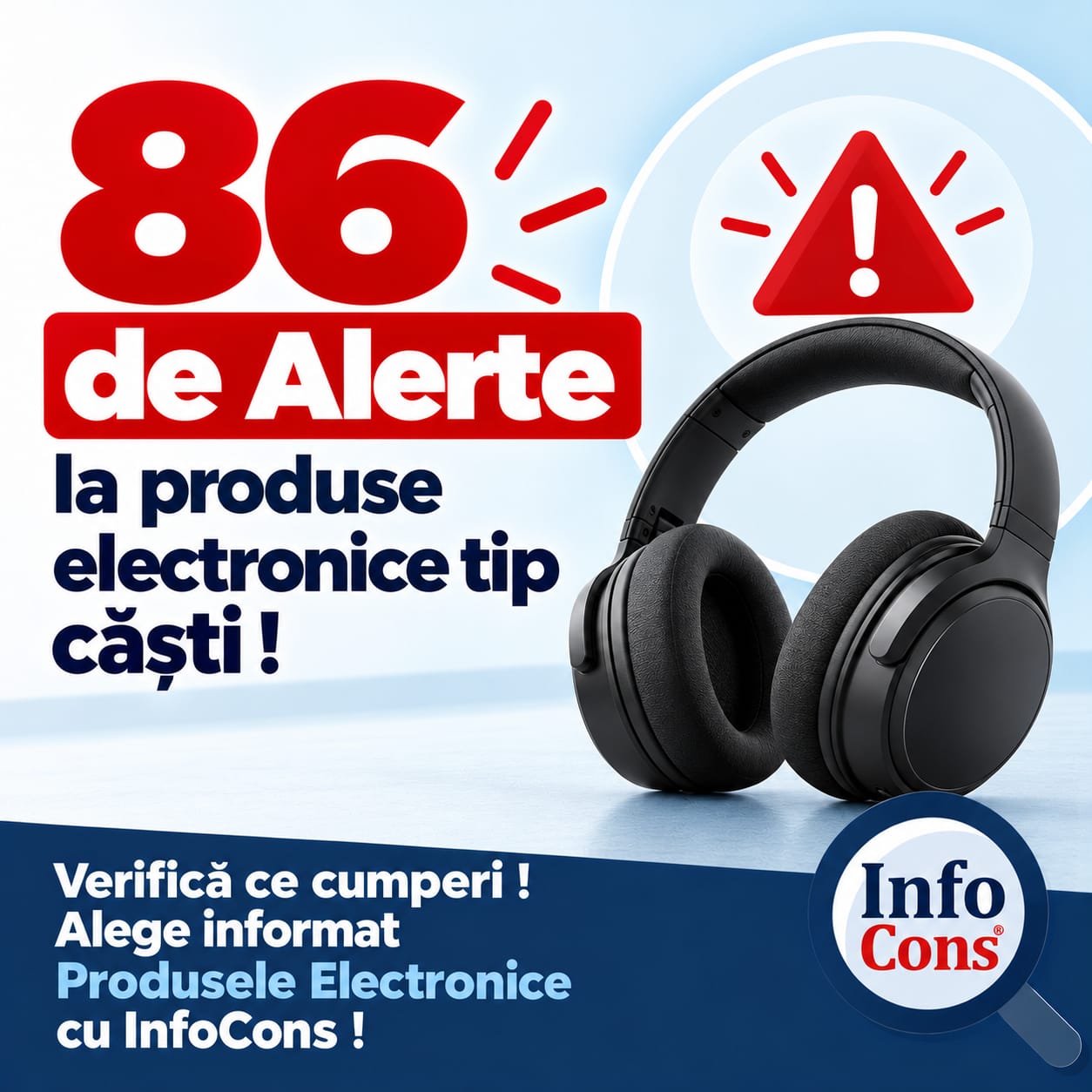 86 de Alerte la produse electronice tip căști ! Verifică ce cumperi ! Alege informat Produsele Electronice cu InfoCons !