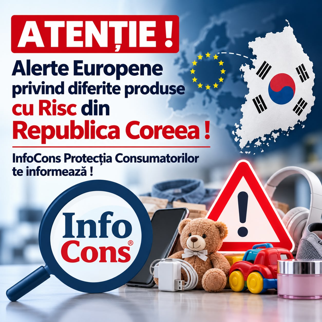 ATENȚIE ! Alerte Europene privind diferite produse cu Risc din Republica Coreea ! InfoCons Protecția Consumatorilor te informează !