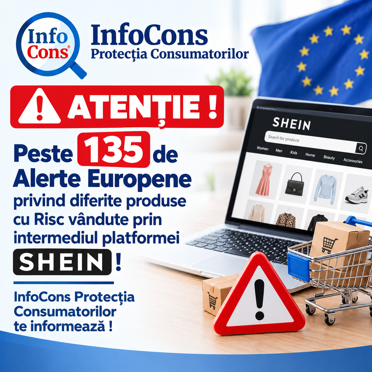 ATENȚIE ! Peste 135 de Alerte Europene privind diferite produse cu Risc vândute prin intermediul platformei Shein ! InfoCons Protecția Consumatorilor te informează !