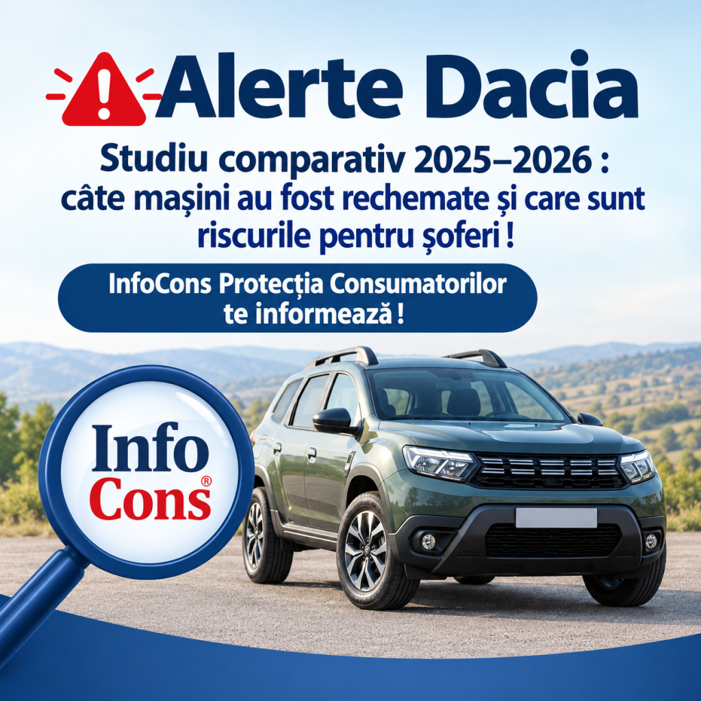 Alerte Dacia - studiu comparativ 2025&ndash;2026 c&acirc;te mașini au fost rechemate și care sunt riscurile pentru șoferi ! InfoCons Protecția Consumatorilor te informează !