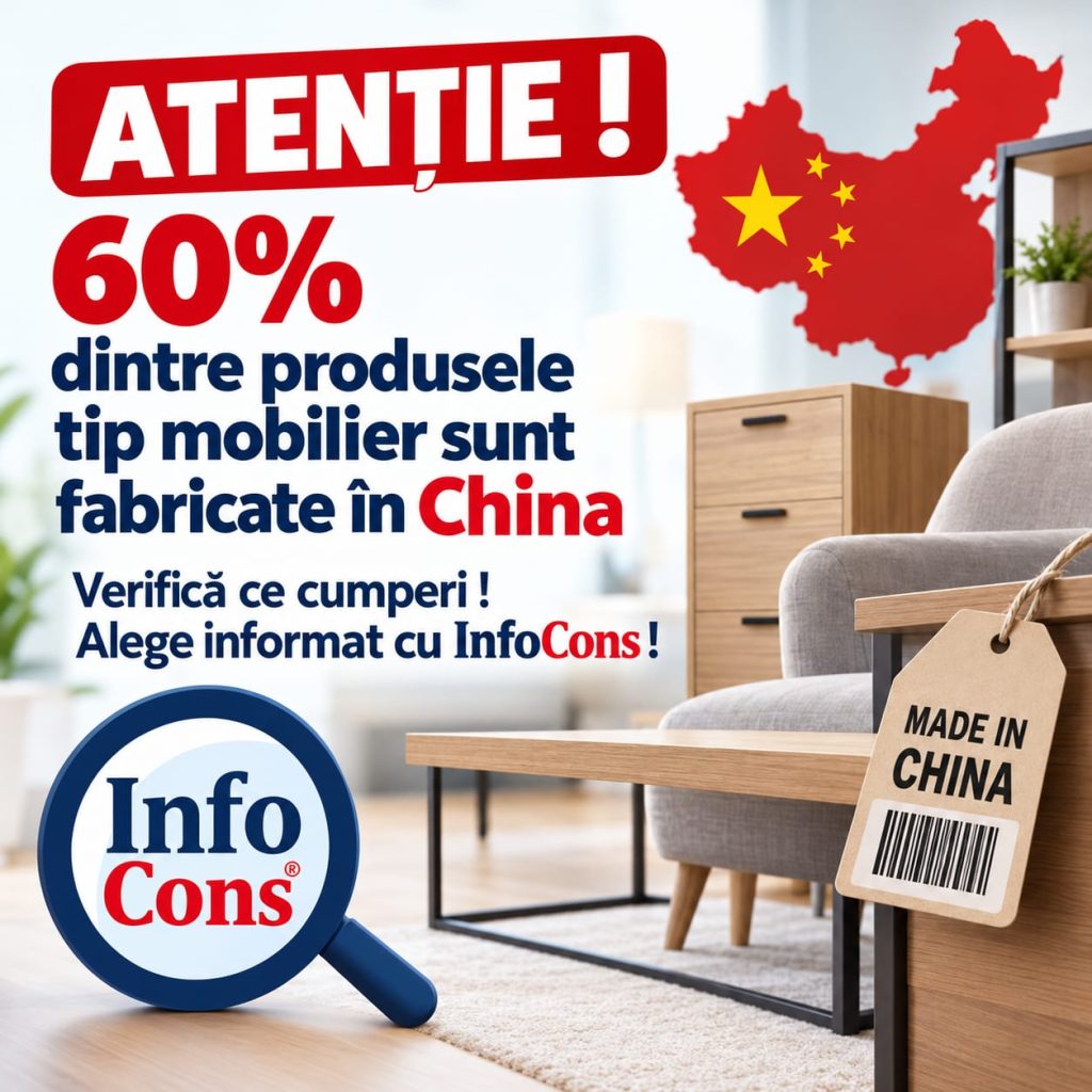 Atentie ! 60% dintre produsele tip mobilier sunt fabricate în China - Verifică ce cumperi ! Alege informat cu InfoCons !