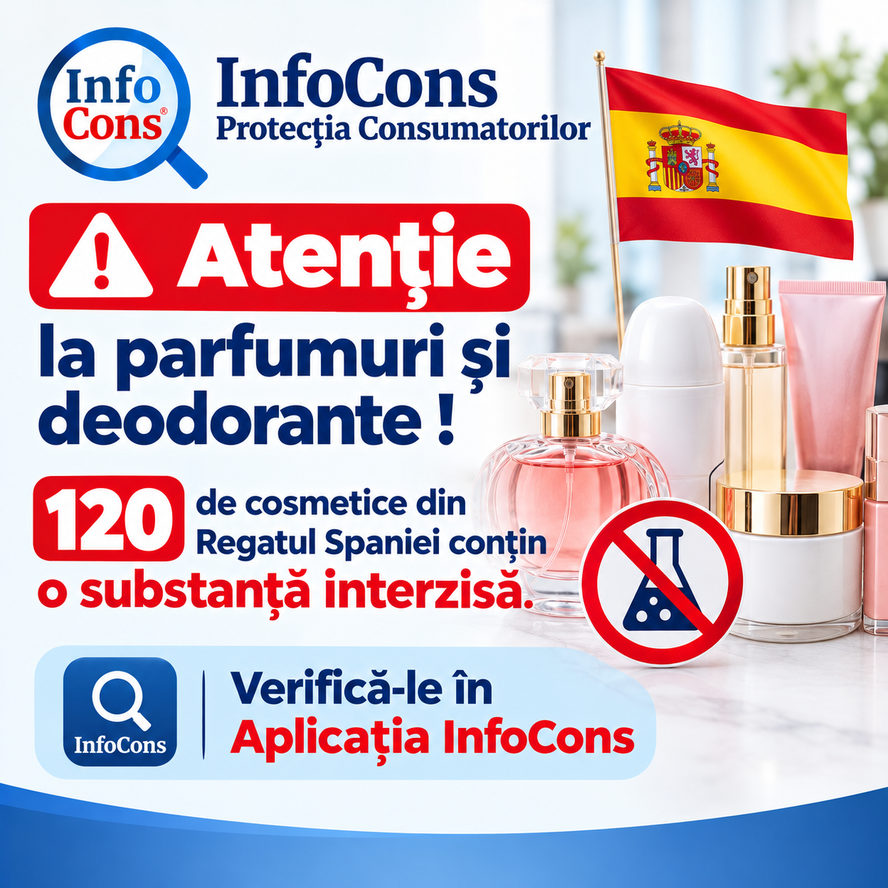 Atenție la parfumuri și deodorante ! 120 de cosmetice din Regatul Spaniei conțin o substanță interzisă. Verifică-le în Aplicația InfoCons