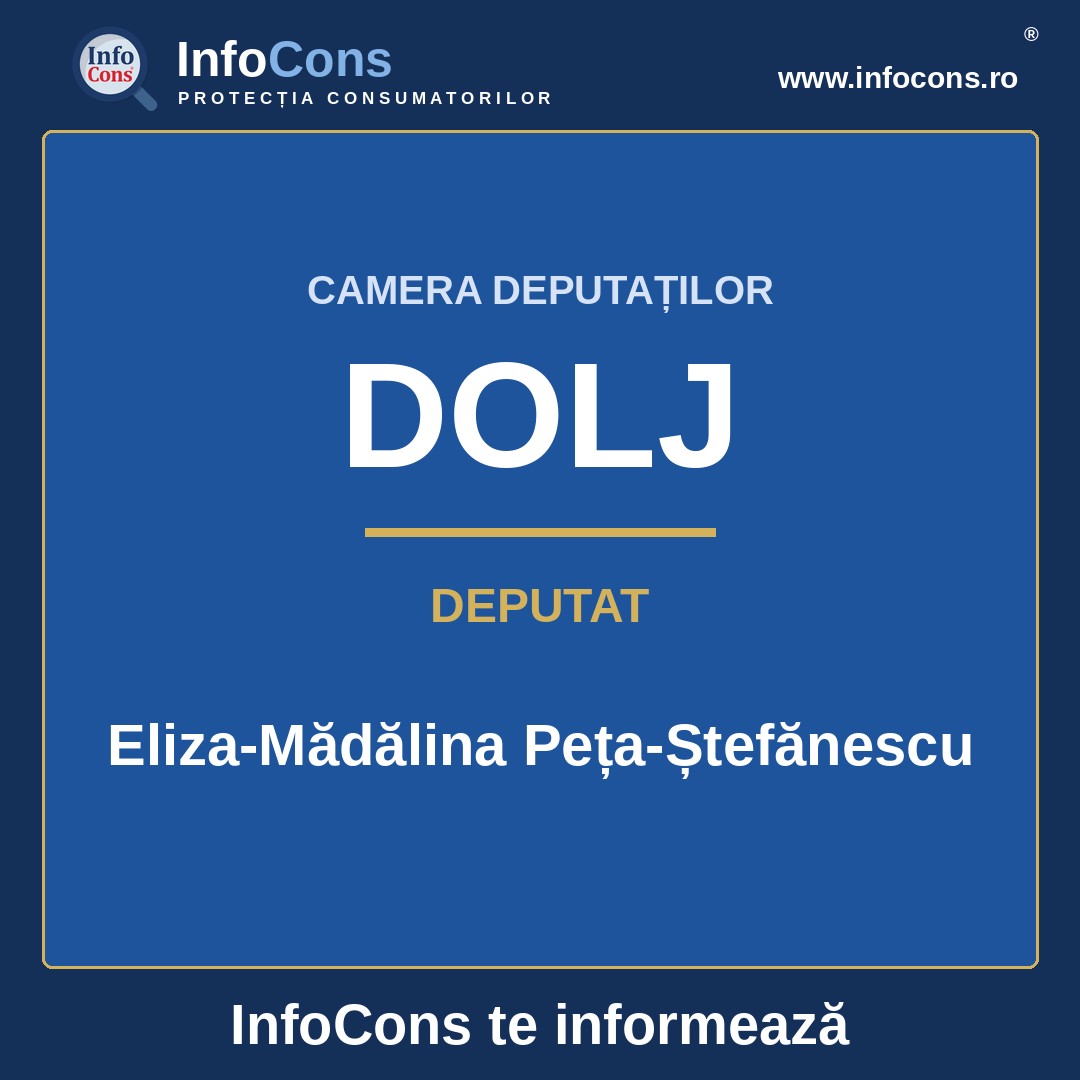 Camera Deputaților și deputata Eliza-Mădălina Peța-Ștefănescu – InfoCons te informează