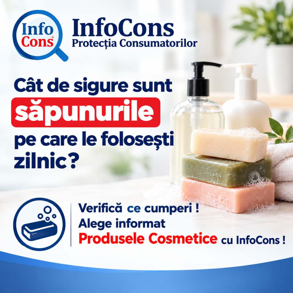 C&acirc;t de sigure sunt săpunurile pe care le folosești zilnic ? Verifică ce cumperi ! Alege informat Produsele Cosmetice cu InfoCons !