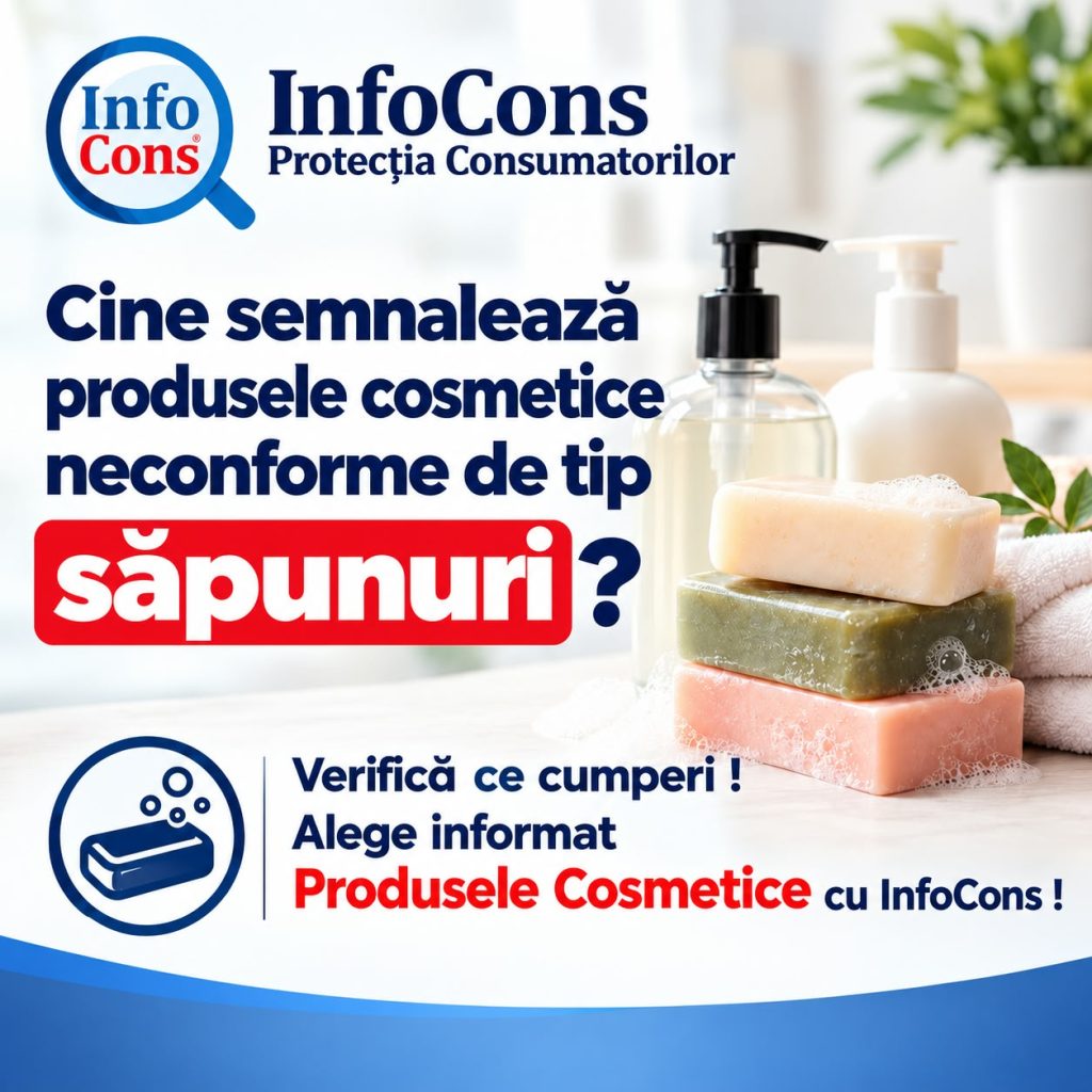 Cine semnalează produsele cosmetice neconforme de tip săpunuri ? Verifică ce cumperi ! Alege informat Produsele Cosmetice cu InfoCons !